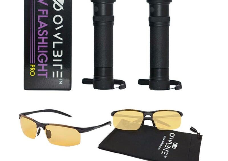 2 stk. Ravlygte Pro med 2 stk. Ravbriller til voksne fra danske OwlBite