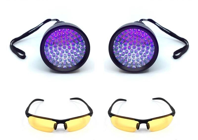 2 stk. UVA68 Ravlygter fra SamuEye og 2 stk. Ravbriller