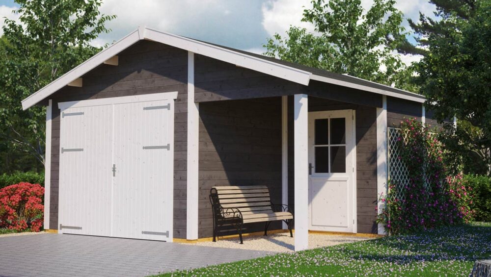 26+4 M² ENKELT GARAGE - GARAGE NORDISK 590 MED SKUR