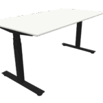 Cube UP Hæve/sænke bord, Hvid laminat bordplade, faset kant, Sort stel