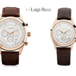 Gavesæt med Luigi Ricci Eleganza X10 & X11 (Armbånds ure til mænd & kvinder) med rosa guld og læder rem