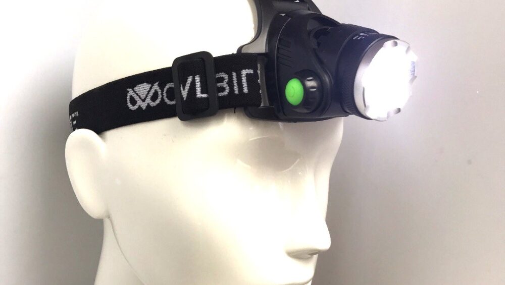 LED Pandelampe med 1000 ægte lumen - til genopladelige batterier - Genopladelig pandelampe inkl. batterilader-pakke VC2