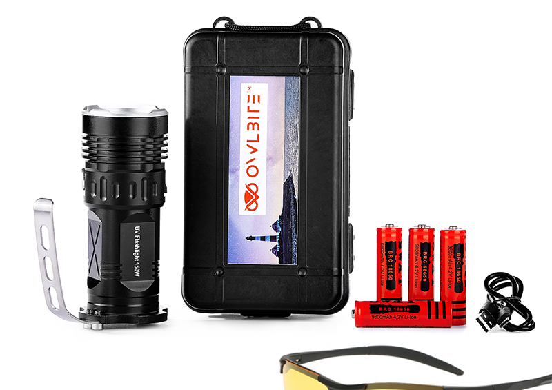 Owlbite Pro 5X | Kraftig UV-ravlygte - OwlBite Pro 5X + ravbrille