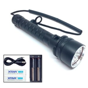 Ravlygte: AmberExpert XLC5 | Kraftig UV-lygte 50 W - AmberExpert XLC5 - Med XTAR oplader, adapter og 2 batterier