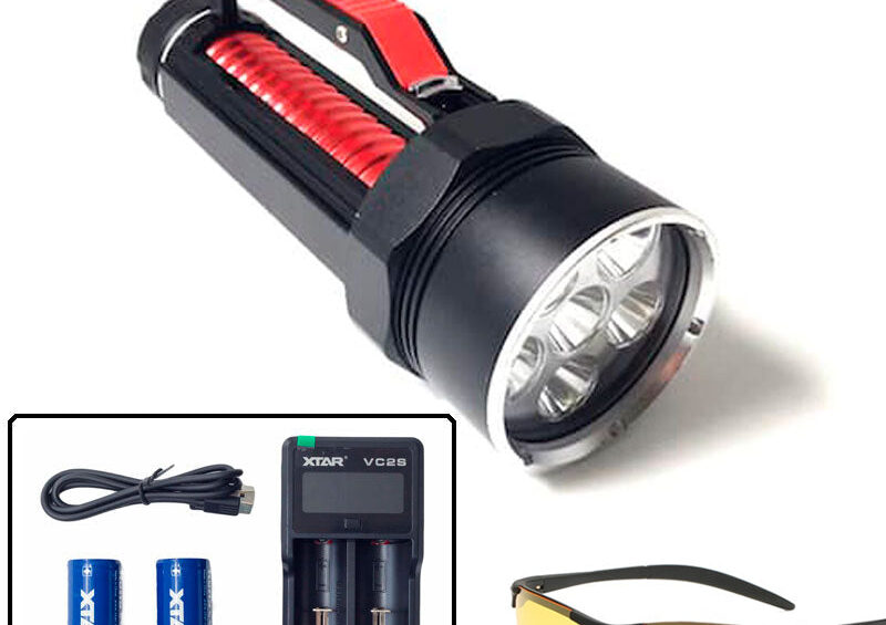 Ravlygte: AmberExpert XLC6 | Den professionelle UV-ravlygte - AmberExpert XLC6 med ravbrille - Med XTAR-lader adapter og 2 batterier