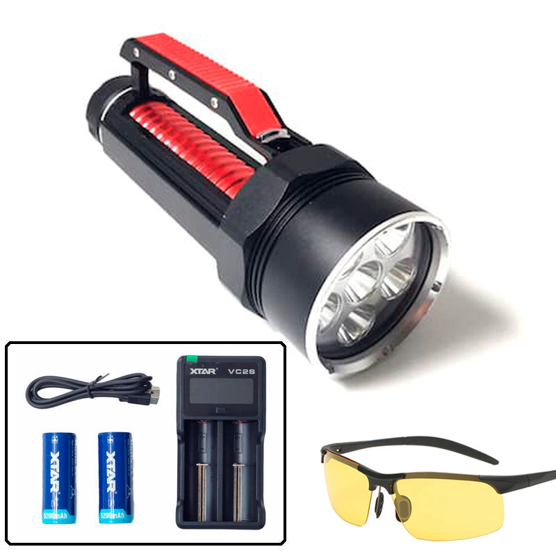Ravlygte: AmberExpert XLC6 | Den professionelle UV-ravlygte - AmberExpert XLC6 med ravbrille - Med XTAR-lader adapter og 2 batterier