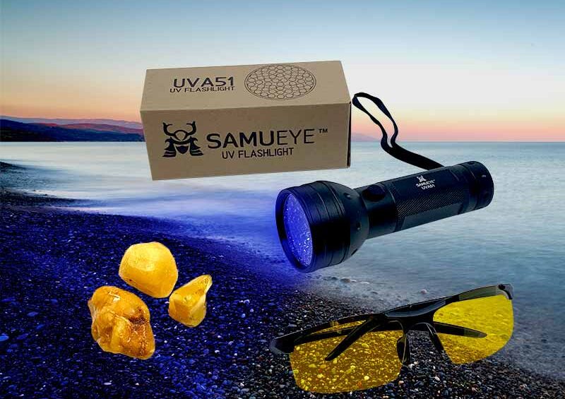 Ravlygte UVA51 fra danske SamuEye | God og billig ravlampe med UV - Ravlygte UVA51 + Ravbrille voksen