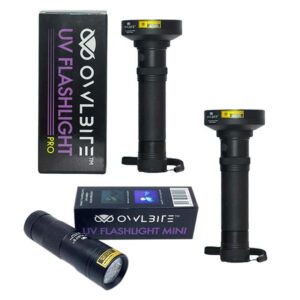 Ravlygter: Familiepakke V3 fra danske OwlBite med 3 stk. kraftige UV-rav-lygter