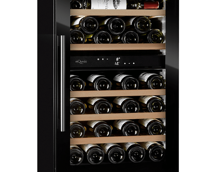 Vinkøleskab til indbygning 50 cm - mQuvée WineCave 800 50D Fullglass Black, sort, 2 temperaturzoner