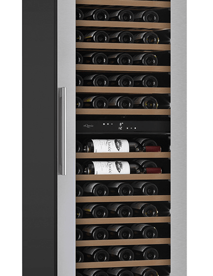 Vinkøleskab til indbygning 60 cm højskab - mQuvée WineCave 187 Stainless, Rustfri, tilpasningsbar sokkel, 115 flasker