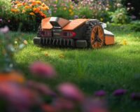 Worx Landroid Vision M600 robotplæneklipper klipper græs i blomstrende have